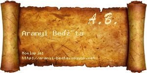 Aranyi Beáta névjegykártya